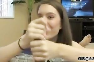 My skillful girlfriend adores to jerk off my strong tool