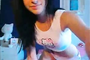 Mesmerizing skinny charming brunette hair babe posed in her hot straps