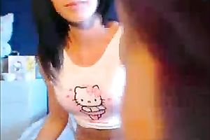 Mesmerizing skinny charming brunette hair babe posed in her hot straps