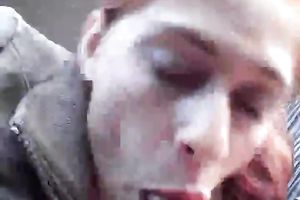 Just my redhead milf girlfriend in my car blowing knob