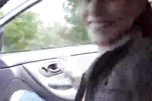 Just my redhead milf girlfriend in my car blowing knob