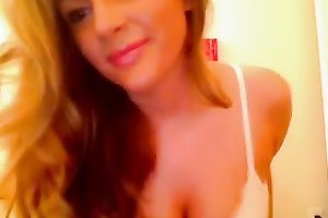 Gorgeous red haired curly honey was teasing her wet cunt for big O