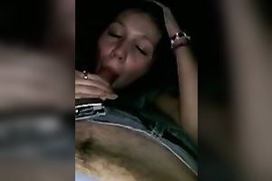 Cock loving perspired brunette hair girlfriend eats my wang