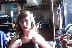 Cute pale golden-haired haired girlie got rid of her garments and showed off her wonderful milk shakes