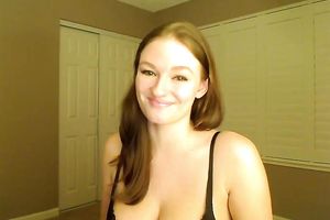 Gorgeous redhead dominant-bitch makes perverted web camera session for me