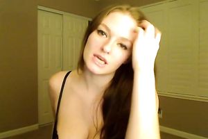 Gorgeous redhead dominant-bitch makes perverted web camera session for me