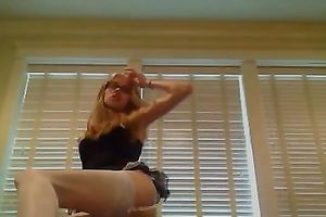 Leggy hot blonde haired nympho positions in her indeed sexy underware