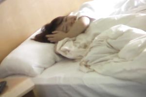 Sensual pale skin Japanese girlfriend in black underware