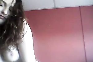 Pale skin recent brunette hair honey teases me with her sexy legal age teenager body