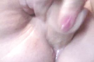 A plastic vibrator for the aged bald muff on closeup movie
