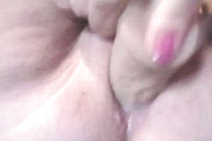 A plastic vibrator for the aged bald muff on closeup movie