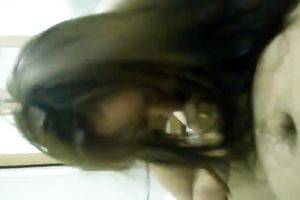 Amateur black haired Thai doxy with quite precious milk shakes sucked my ally