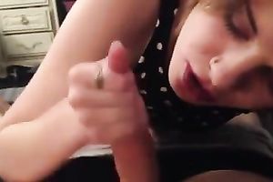 Attractive slutty wife pumping hard schlong balls unfathomable in POV movie scene