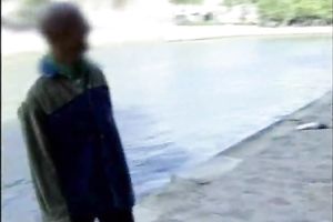 My perverted dark brown doxy flashes her love tunnel over the riverside