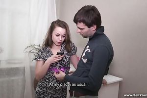 Amateur beauty receives fucked hard in the presence of her BF