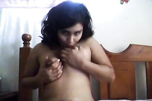 Hot Pakistani woman shows her mounds and tickles her cunt