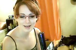 Nerdy redhead livecam hottie flashes her love muffins and pussy for specie