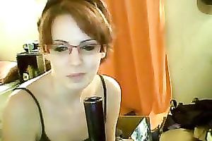 Nerdy redhead livecam hottie flashes her love muffins and pussy for specie