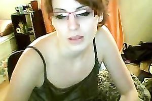 Nerdy redhead livecam hottie flashes her love muffins and pussy for specie