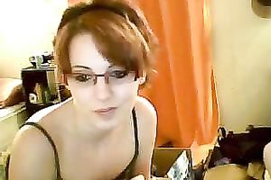Nerdy redhead livecam hottie flashes her love muffins and pussy for specie