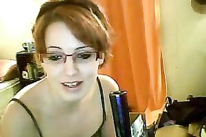 Nerdy redhead livecam hottie flashes her love muffins and pussy for specie
