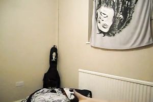 Skinny emo college amateur wife is having pleasure with 2 college friend