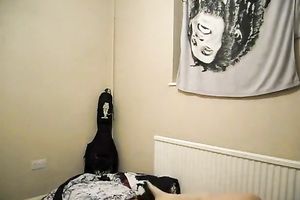 Skinny emo college amateur wife is having pleasure with 2 college friend