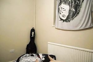 Skinny emo college amateur wife is having pleasure with 2 college friend