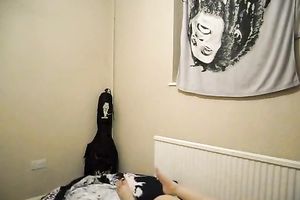 Skinny emo college amateur wife is having pleasure with 2 college friend
