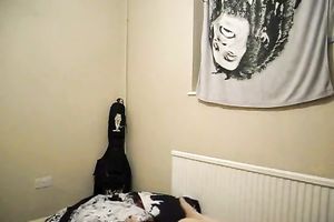 Skinny emo college amateur wife is having pleasure with 2 college friend