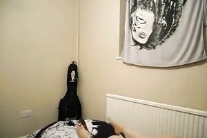 Skinny emo college amateur wife is having pleasure with 2 college friend