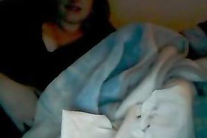 Chubby and cute brunette hair girlfriend playing with my shlong on livecam