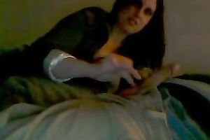 Chubby and cute brunette hair girlfriend playing with my shlong on livecam