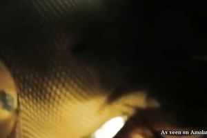 Exquisite playful doxy in fishnet outfit rides dick and squirts