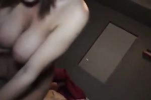 Extremely hawt large boobed brunette hair playgirl is nice at riding fat shlong