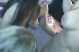 Four magnetic feverish babes demonstrate their bodies