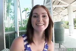 Charming ginger cutie receives offhand pickuped by impudent womanizer