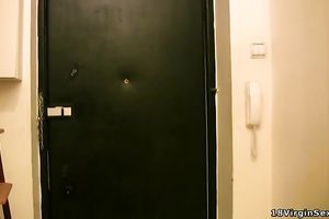 Slutty blond coed lets her ally finger her snatch