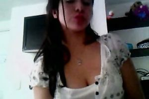 Latina dark brown in summer dress acquires wild on livecam