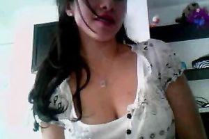 Latina dark brown in summer dress acquires wild on livecam