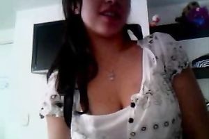 Latina dark brown in summer dress acquires wild on livecam