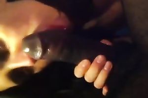 Thirsty white wench engulfing my big dark shlong deepthroat