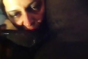 Thirsty white wench engulfing my big dark shlong deepthroat