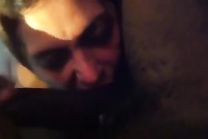 Thirsty white wench engulfing my big dark shlong deepthroat