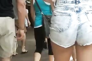 Amazing hawt playgirl outside in hot vintage fray jeans shorts