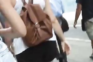 Amazing hawt playgirl outside in hot vintage fray jeans shorts