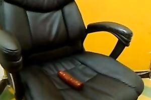 Cute massive breasted and a bit plump Latina dark brown masturbated on the chair