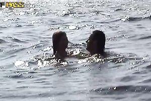 Lovely Euro teenage pair having pleasure in forest and sea