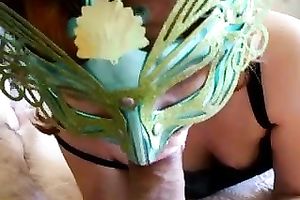 Naughty milf horny white wife in the mask eats my 10-Pounder on web camera once more