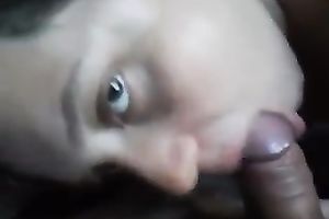 Chubby face floozy sucking my dick deepthroat in POV movie